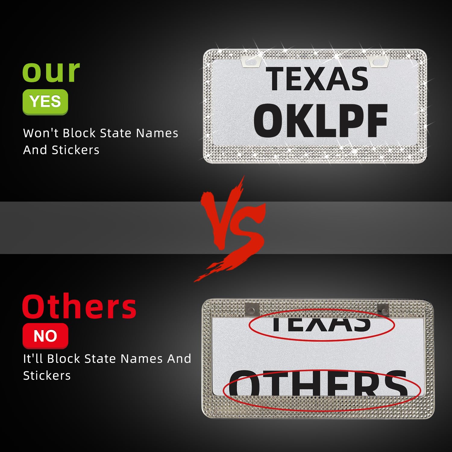 OKLPF Universal 6x12-inch license frame fits most US plates for easy upgrading.