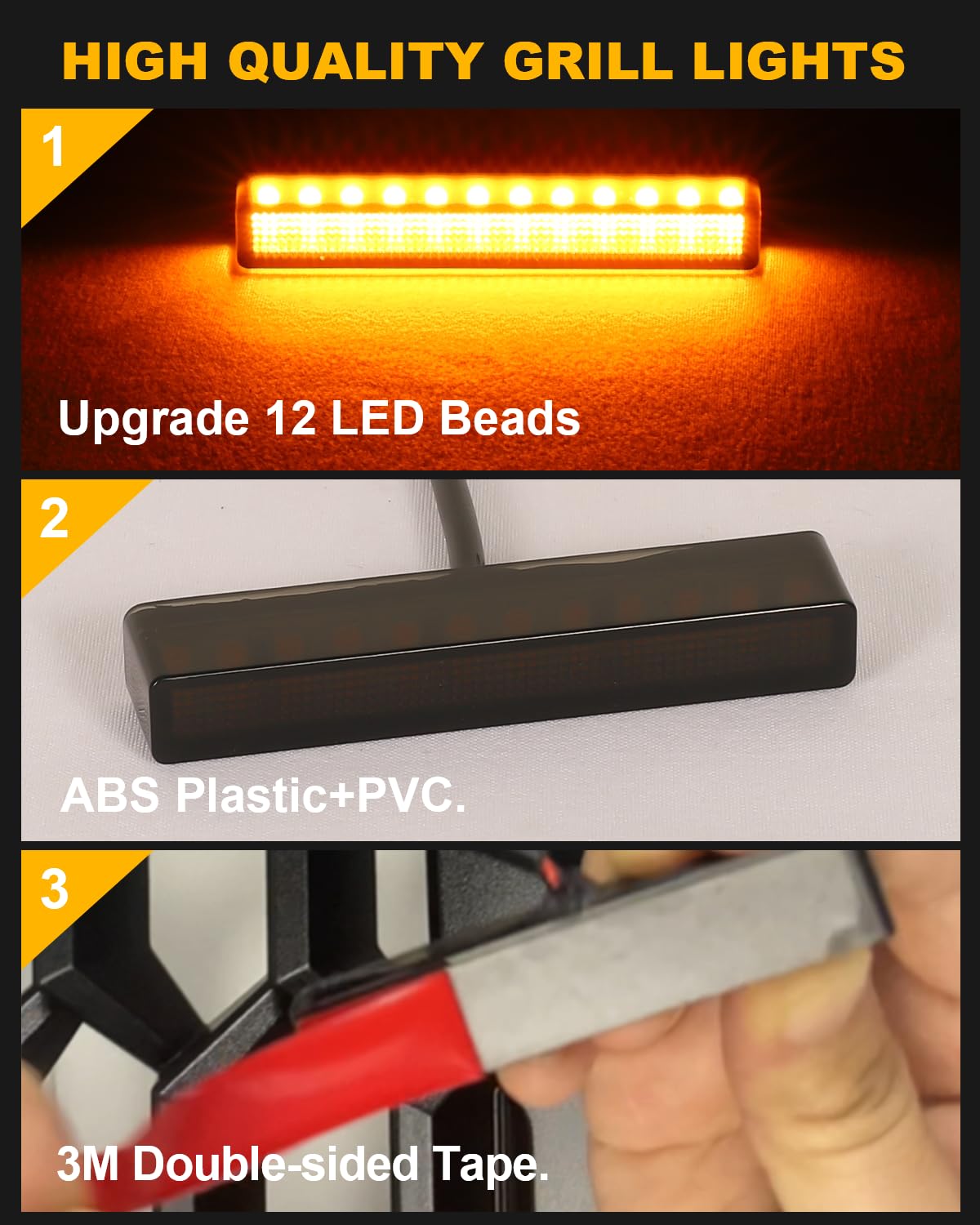 OKLSG amber grill light features IP68 waterproof design for all-weather Silverado use.