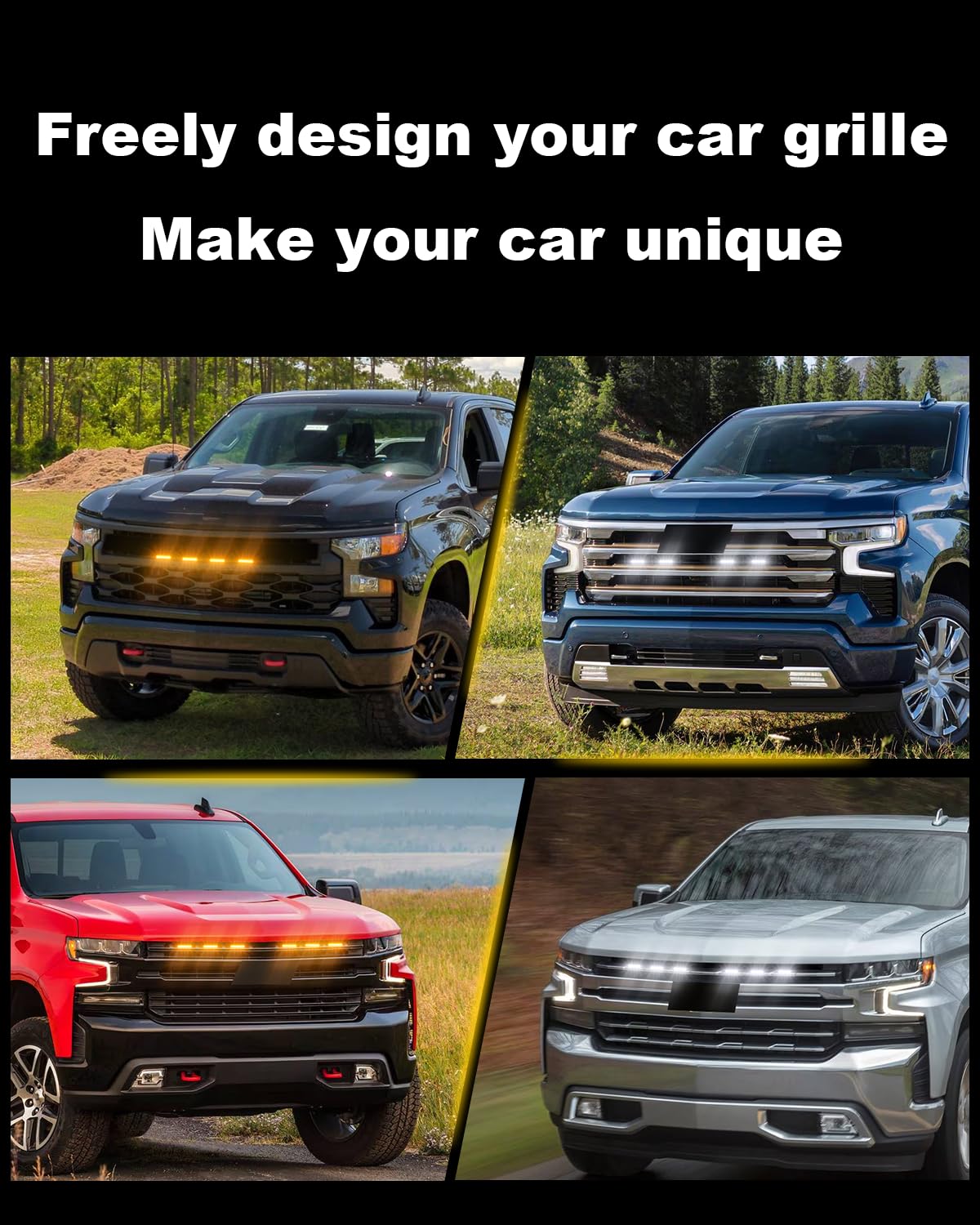 OKLSG LED amber grill light with rugged ABS housing and weather resistance.