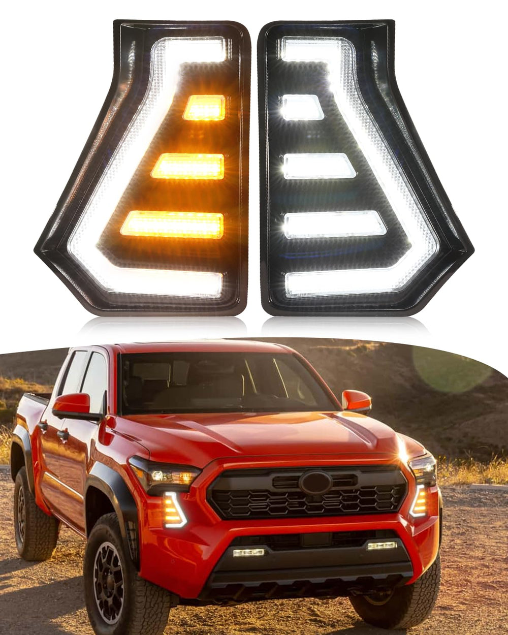 OKLSG Tacoma LED fog light kit front assembly for enhanced night visibility.