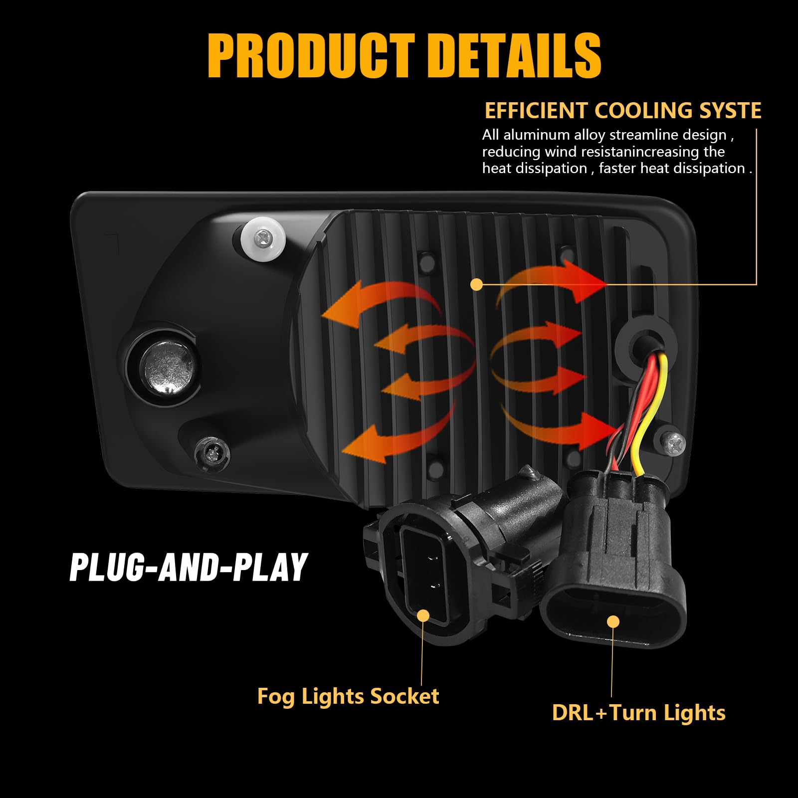 OKSIWA aluminum housing fog light resists heat and corrosion.
