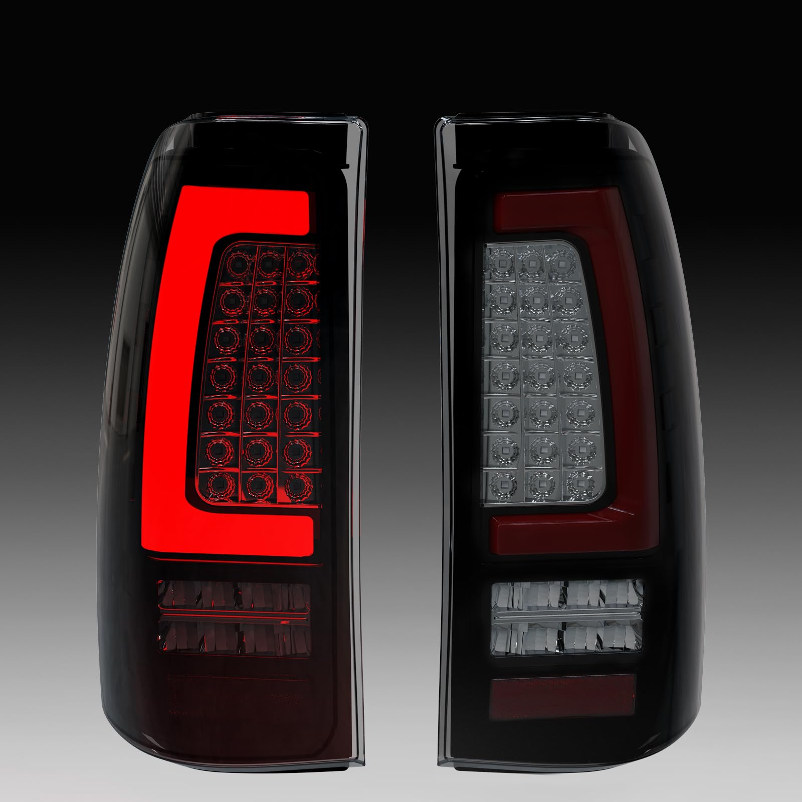 OKSIWA bold C-shaped LEDs emphasize the Silverado's rear profile and signaling.