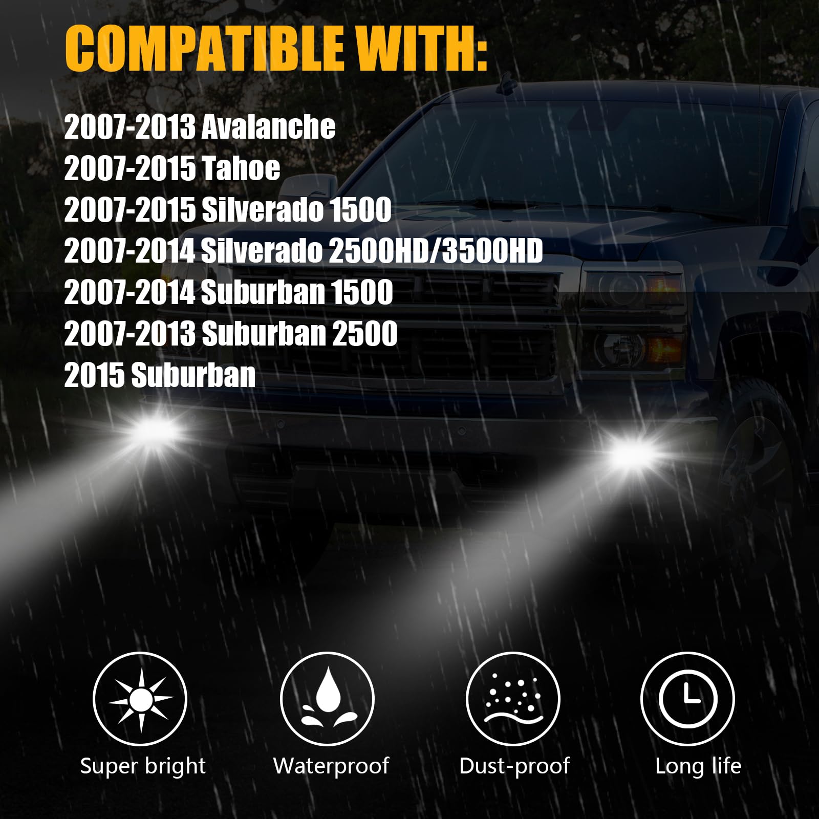 OKSIWA IP67 waterproof fog light withstands rain and snow.