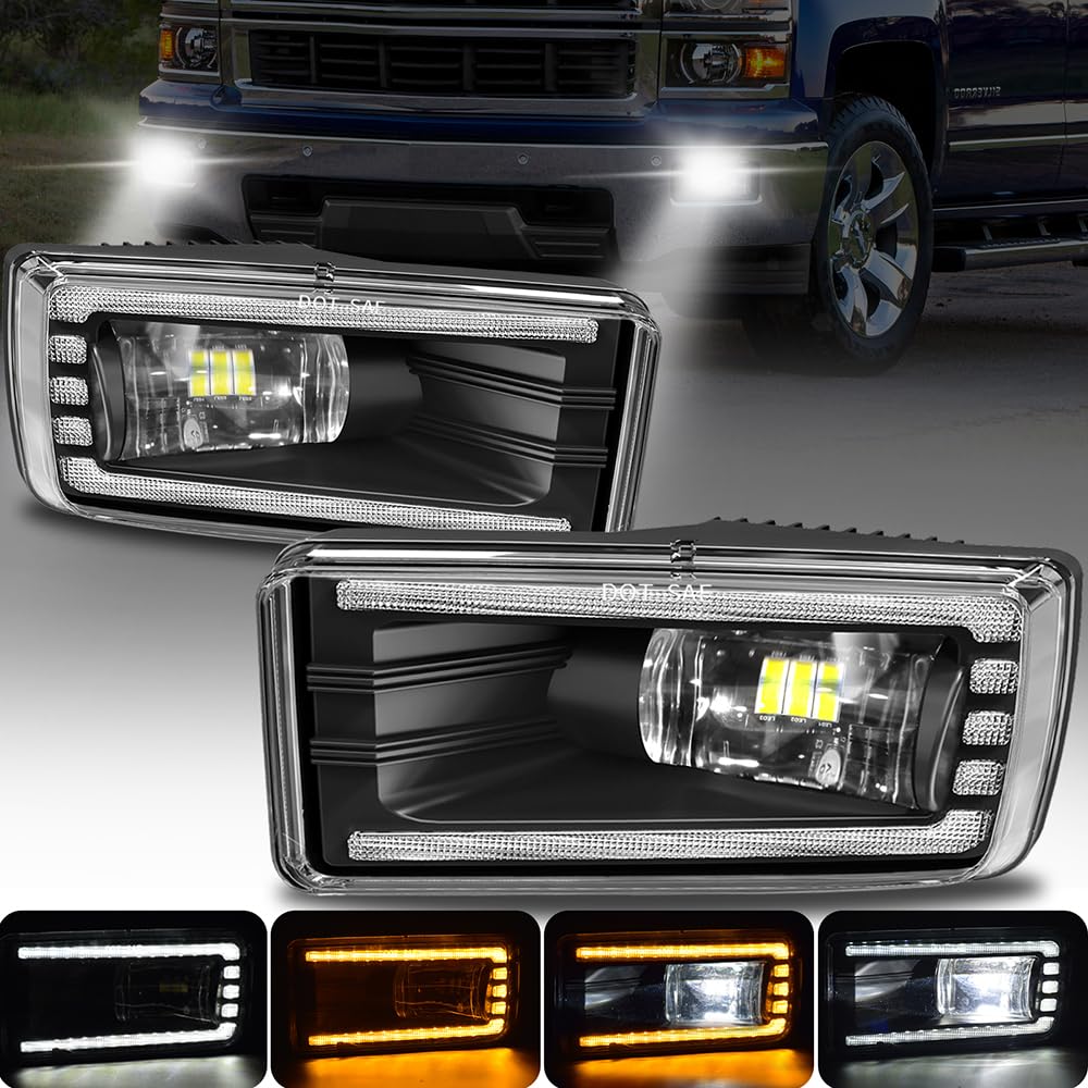 OKSIWA LED fog light assembly beam for Chevy Silverado improves nighttime visibility.