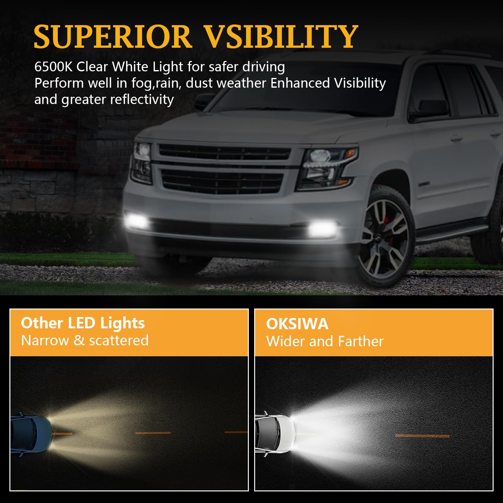 OKSIWA fog light for GMC Yukon provides durable illumination.
