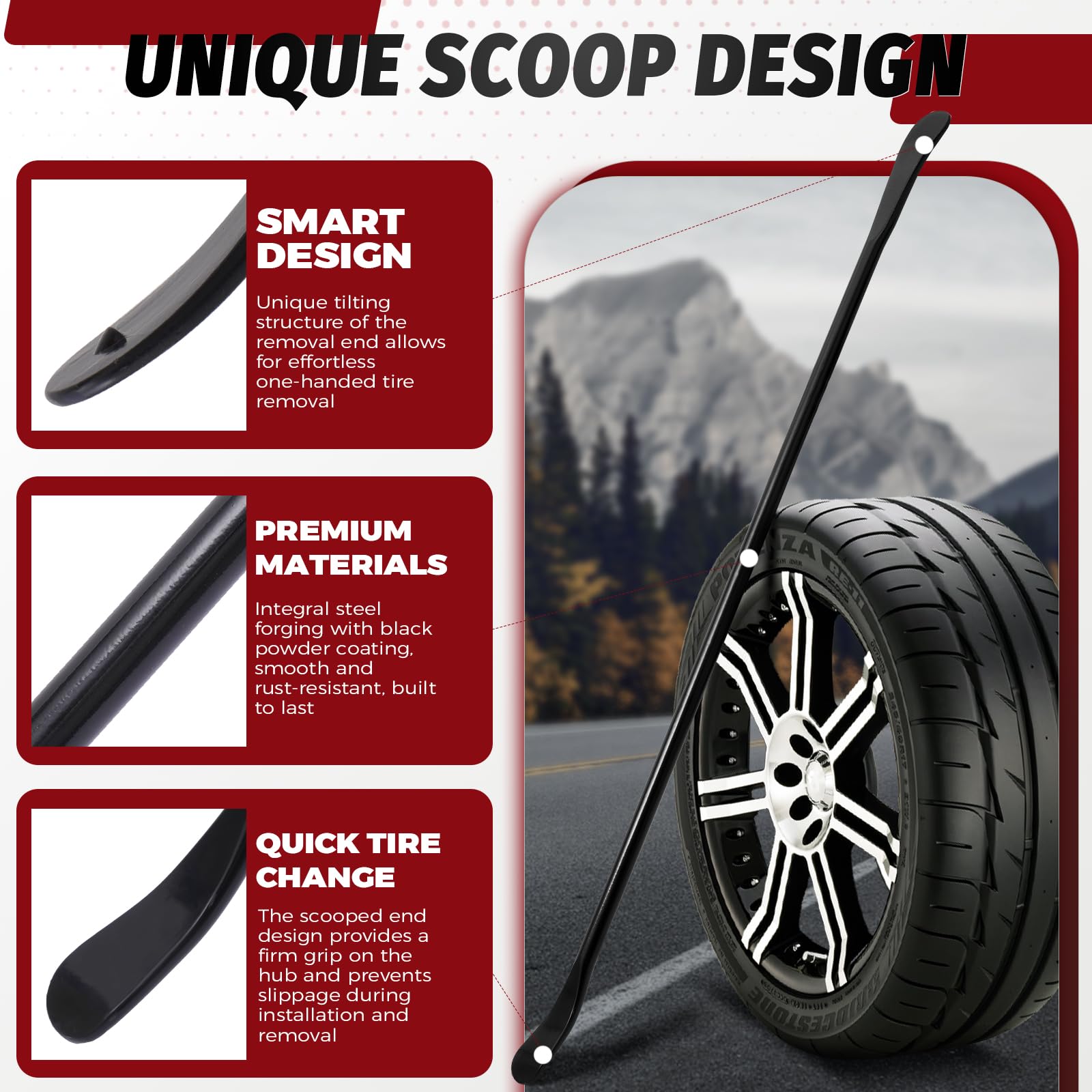 Olaismln tire bar angled tip aids bead seating between bead and rim.