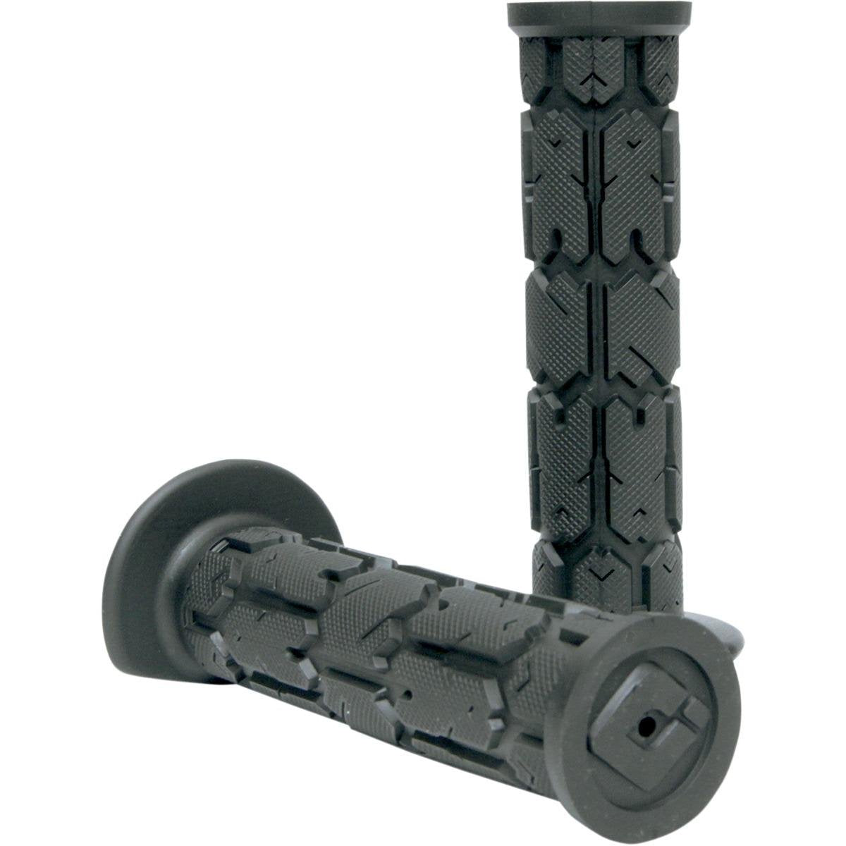 Old Dutch ODI Rogue single-ply hand grips in black, for secure grip on ATV and motorcycle handlebars.