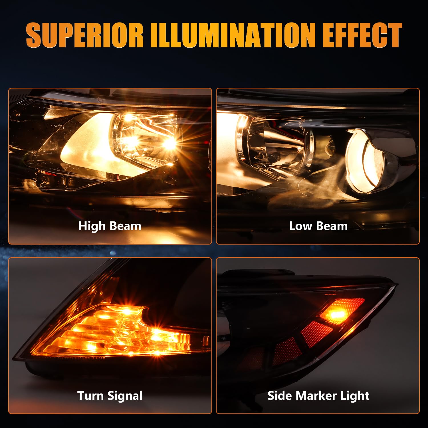 Oldani Ki-a Optima passenger-side headlight assembly with bulbs included for full replacement