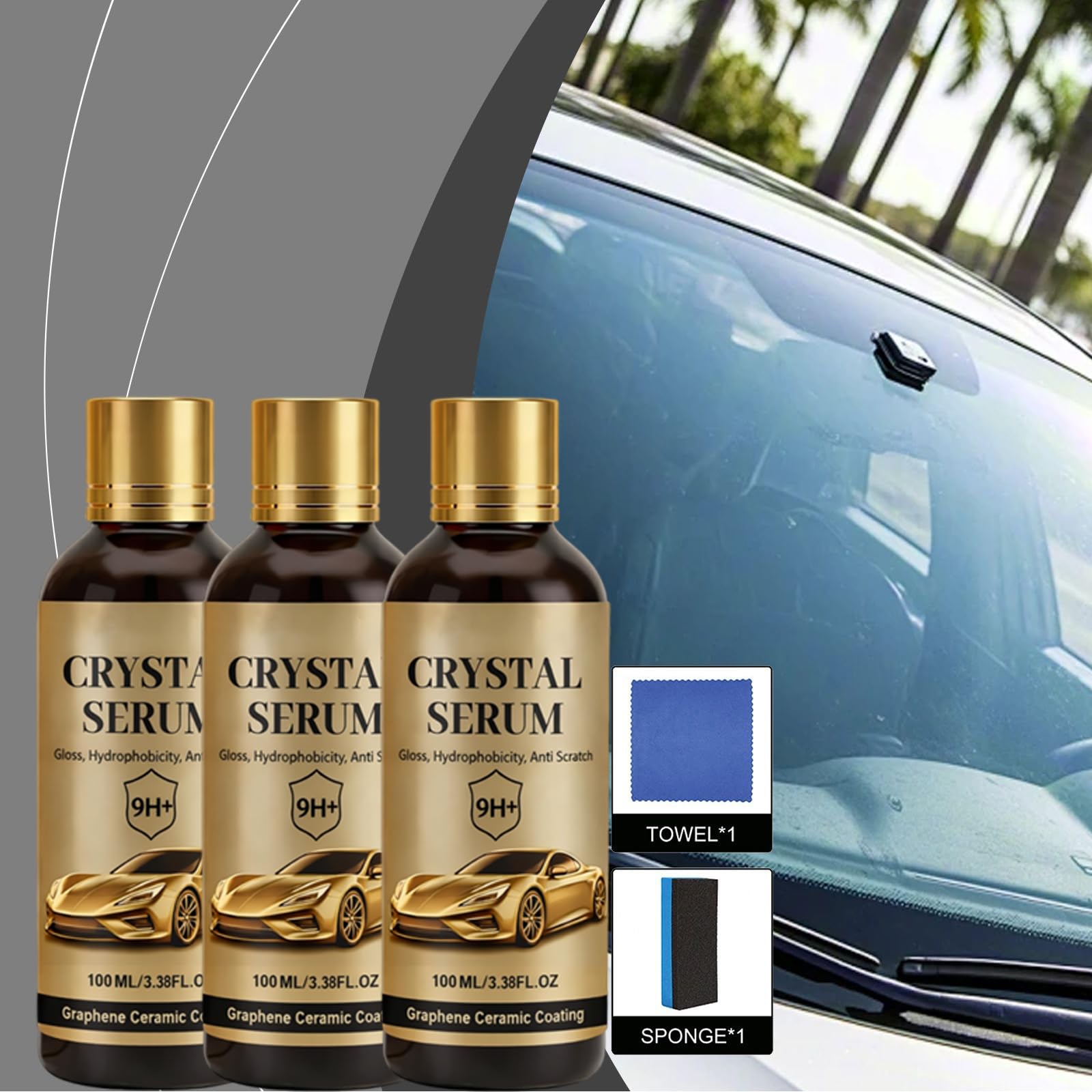 Hydrophobic beading with Olephique PTZ Crystal Serum helps water runoff