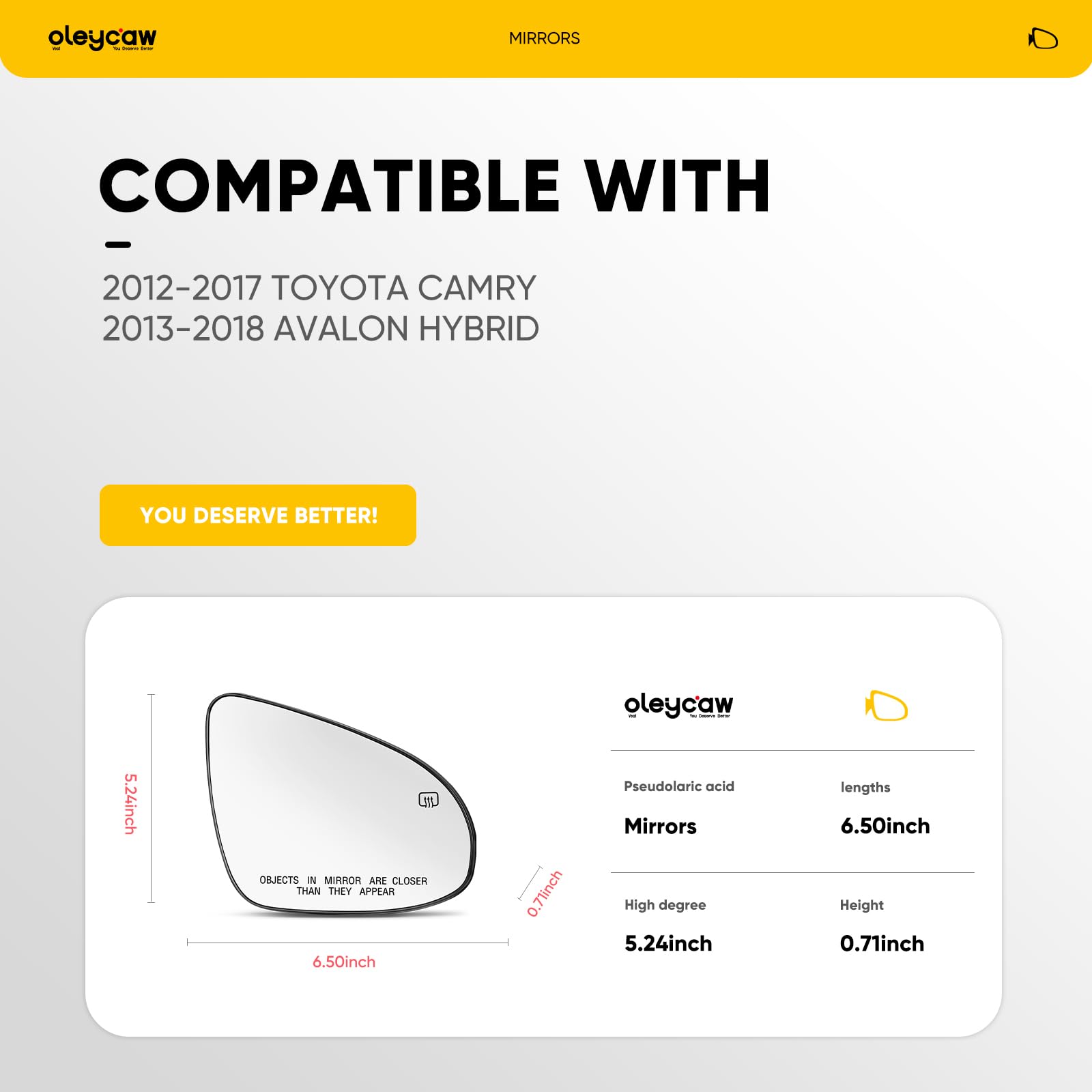 Oleycaw Avalon Hybrid passenger-side mirror replacement for better rear view