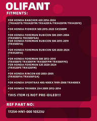 OLIFANT Honda Foreman 500 air filter mounted for dirt filtration on trails