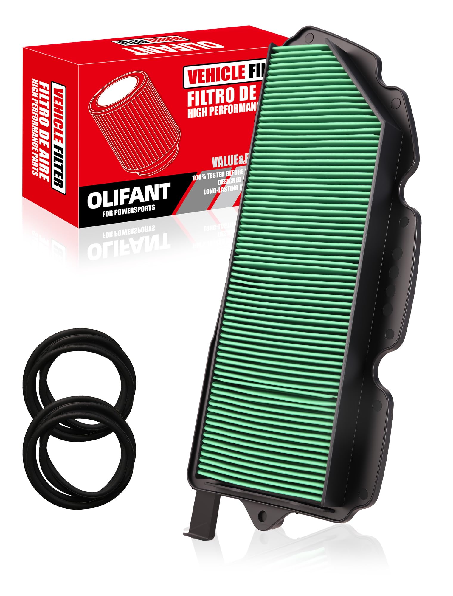 OLIFANT air filter for Honda Pioneer 1000 packaging highlights easy fit and reliable filtration.