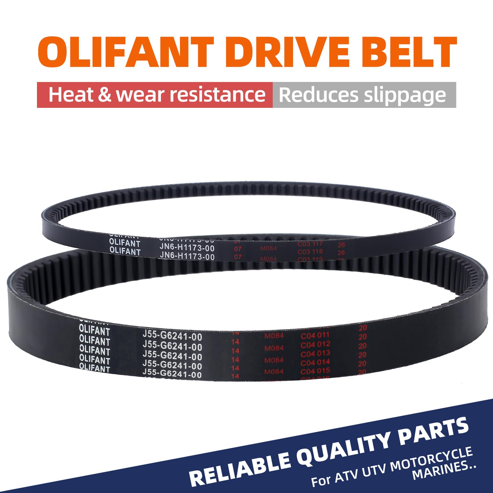 OLIFANT belt size guide confirms 1-1/8 inch width and 39-4-5 inch OD.