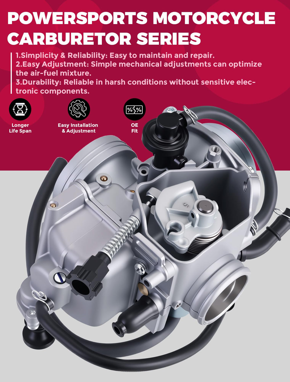 OLIFANT air filter included improves engine breathing and intake cleanliness.