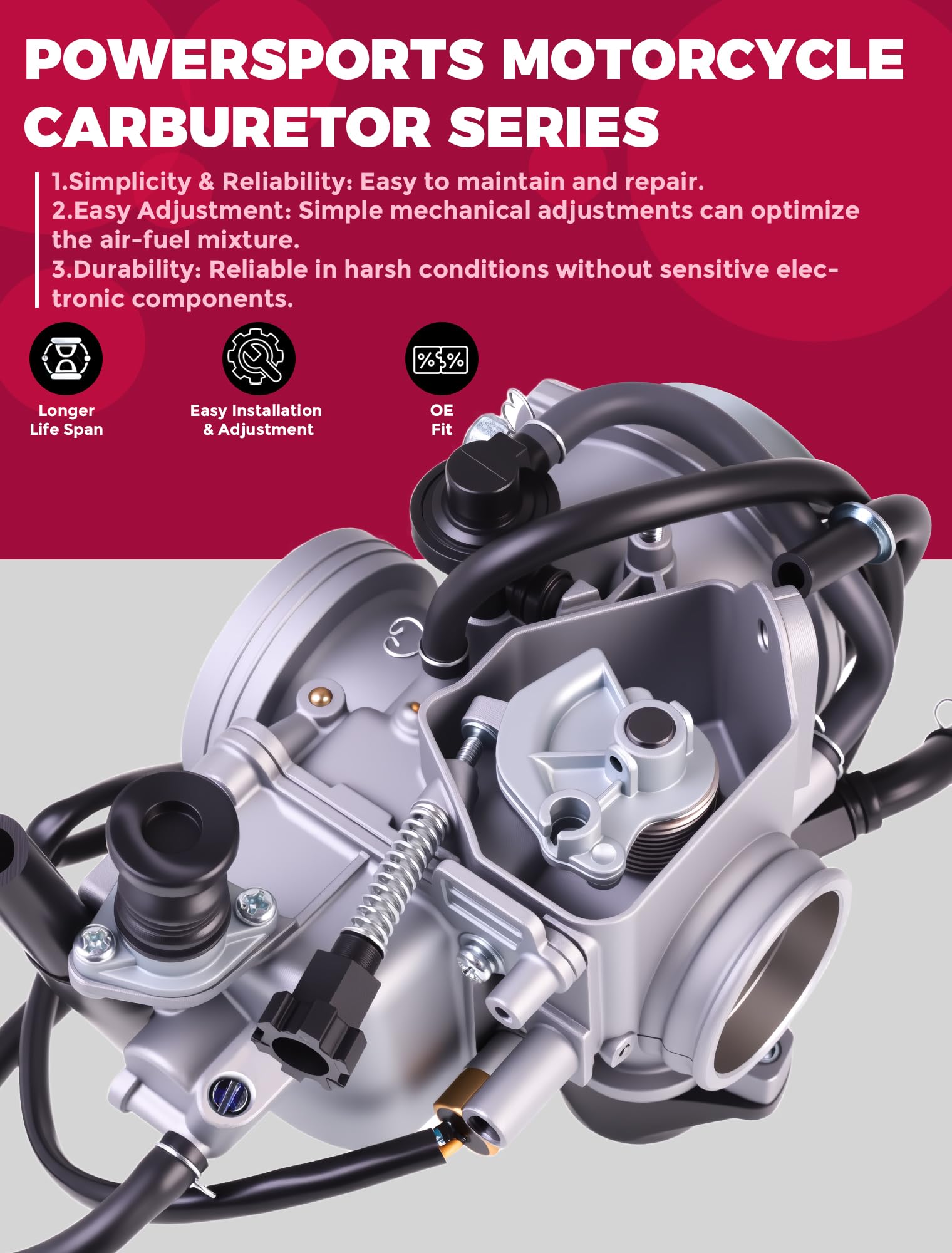 OLIFANT carburetor for Honda Foreman 500; air filter mount compatibility.