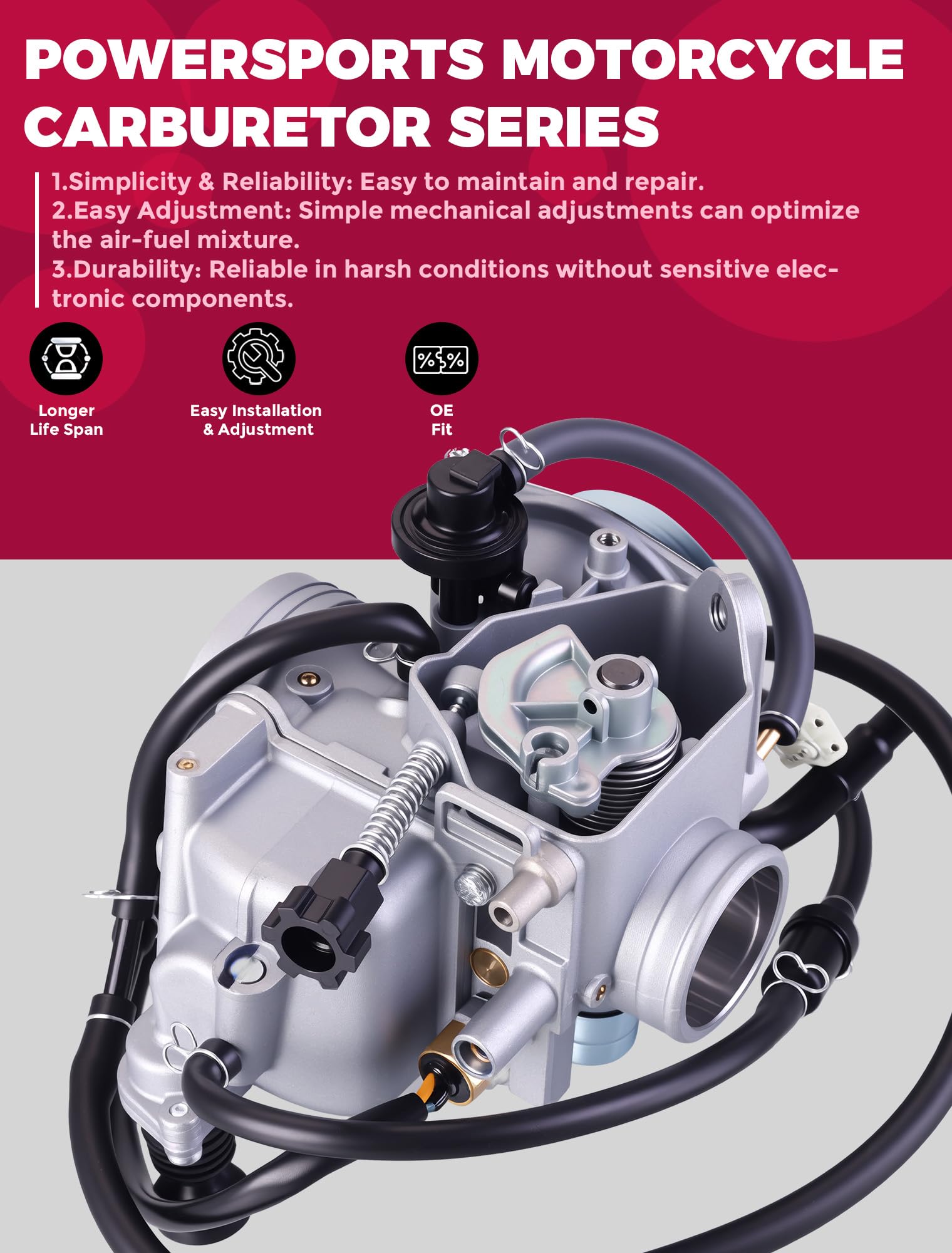 OLIFANT carburetor for Honda Rancher 350 FM detail shows reliable internals