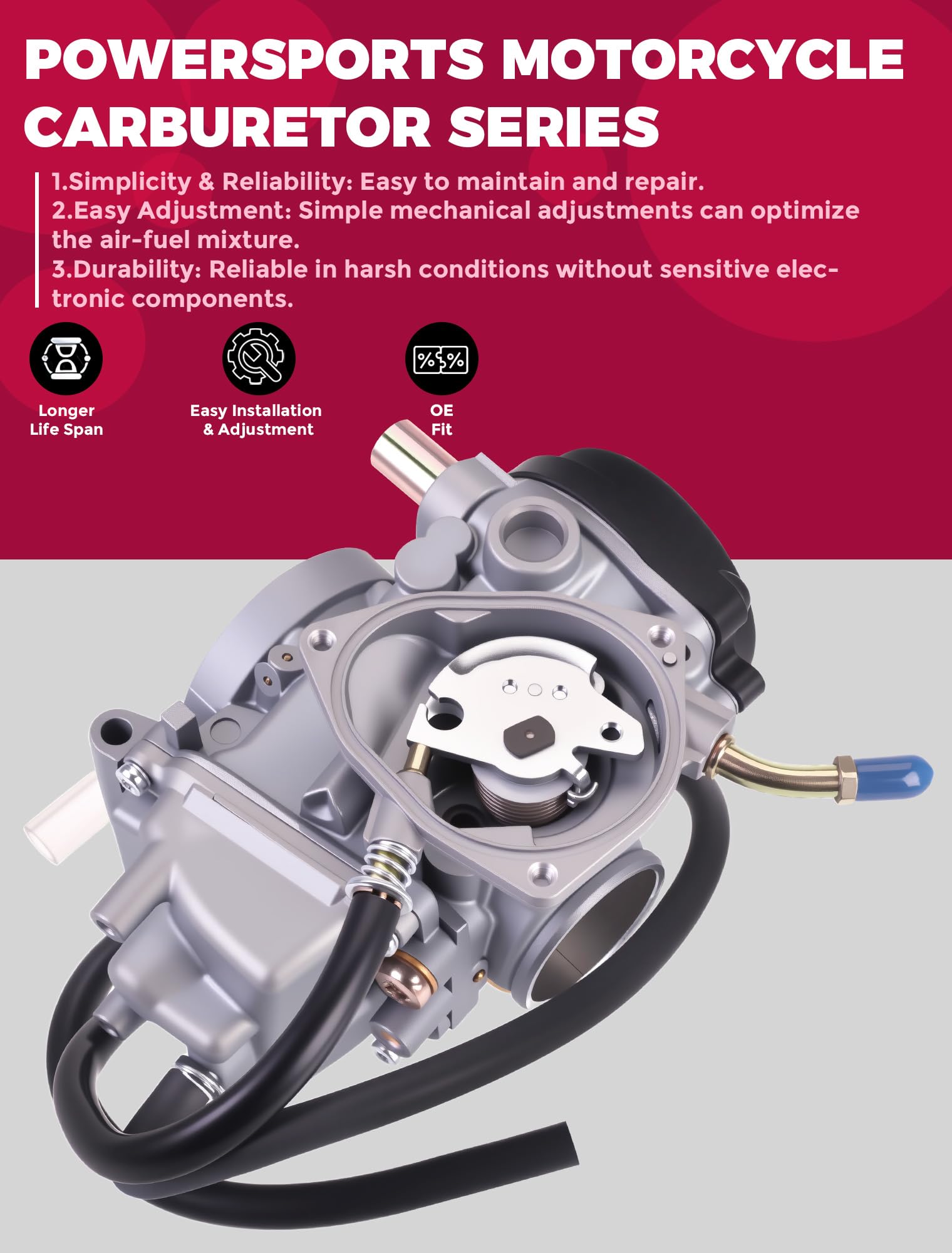 OLIFANT carburetor for Yamaha Bruin 250 precise intake fit