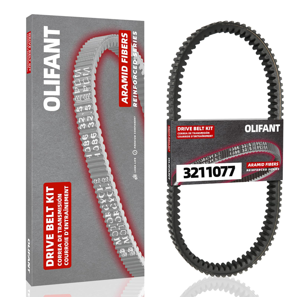 OLIFANT 3211077 belt close-up for Polaris Sportsman 500, reinforced for durability