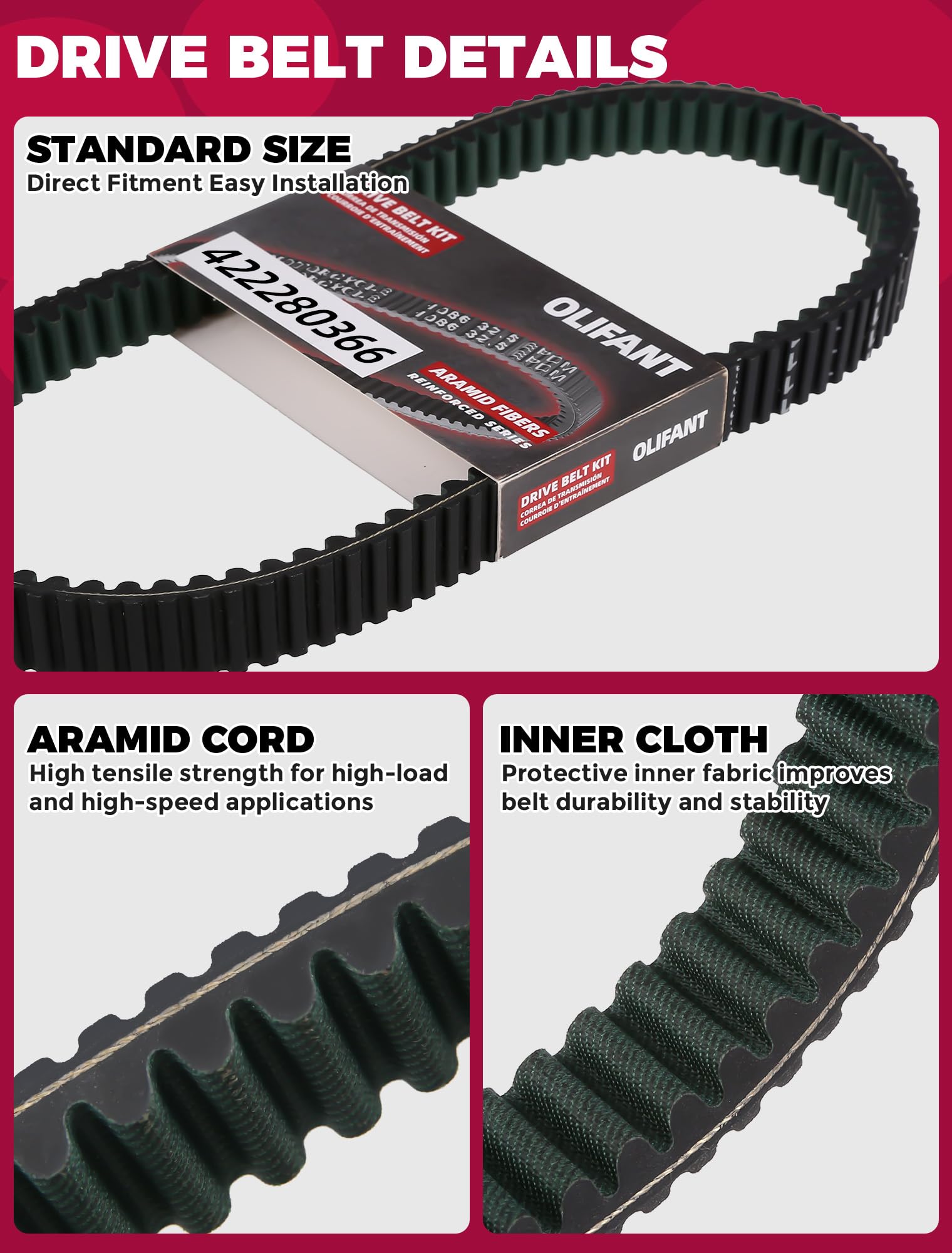OLIFANT drive belt for Commander 800-1000; keeps drive smooth under load