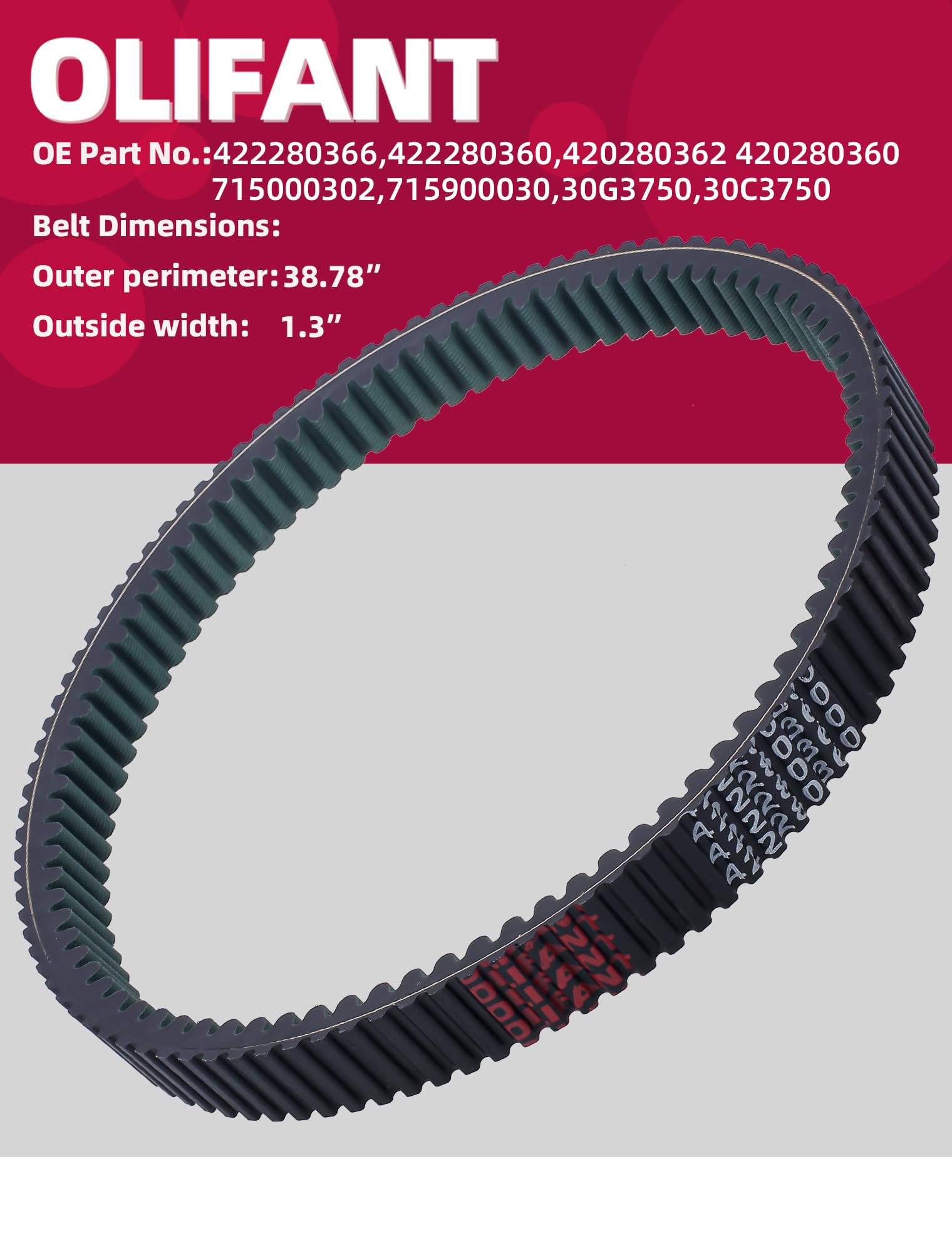 OLIFANT belt compatible with OE 422280366 and 420280360 for easy replacement
