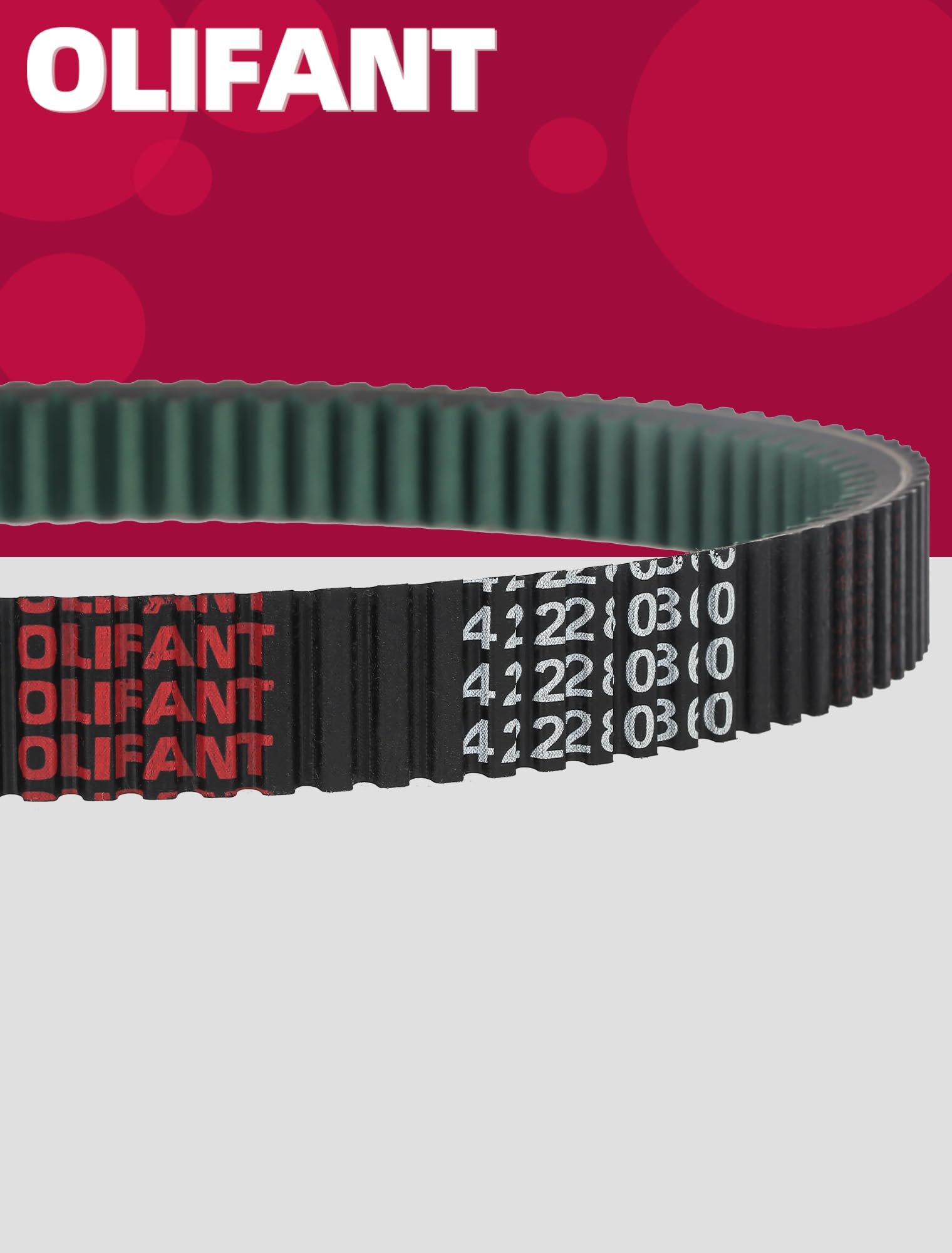 OLIFANT belt packaging and durable construction shown