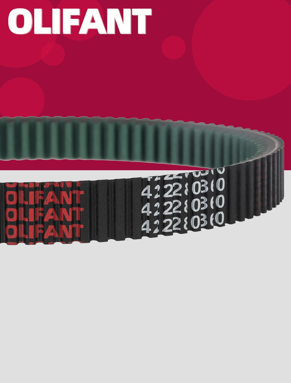 OLIFANT belt packaging and durable construction shown
