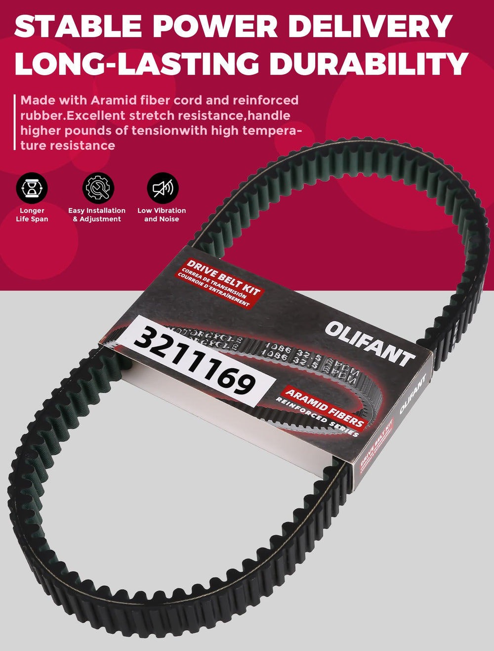 OLIFANT drive belt for Polaris ACE 500 2017 ensures consistent performance under load.