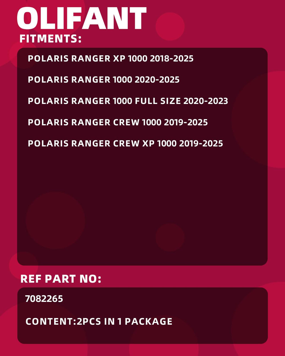 OLIFANT Ranger XP1000 air filter packaging indicates easy replacement