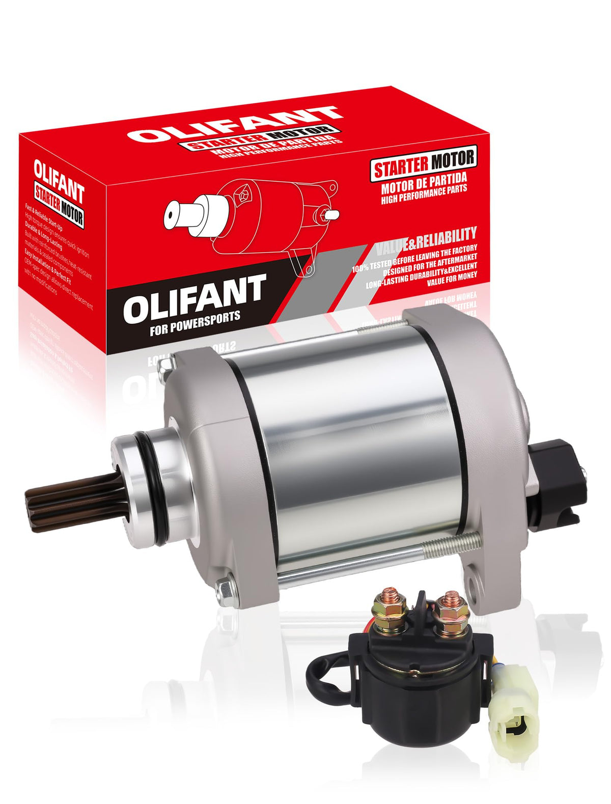 OLIFANT starter for Honda Recon 250 front view shows compact design for easy installation