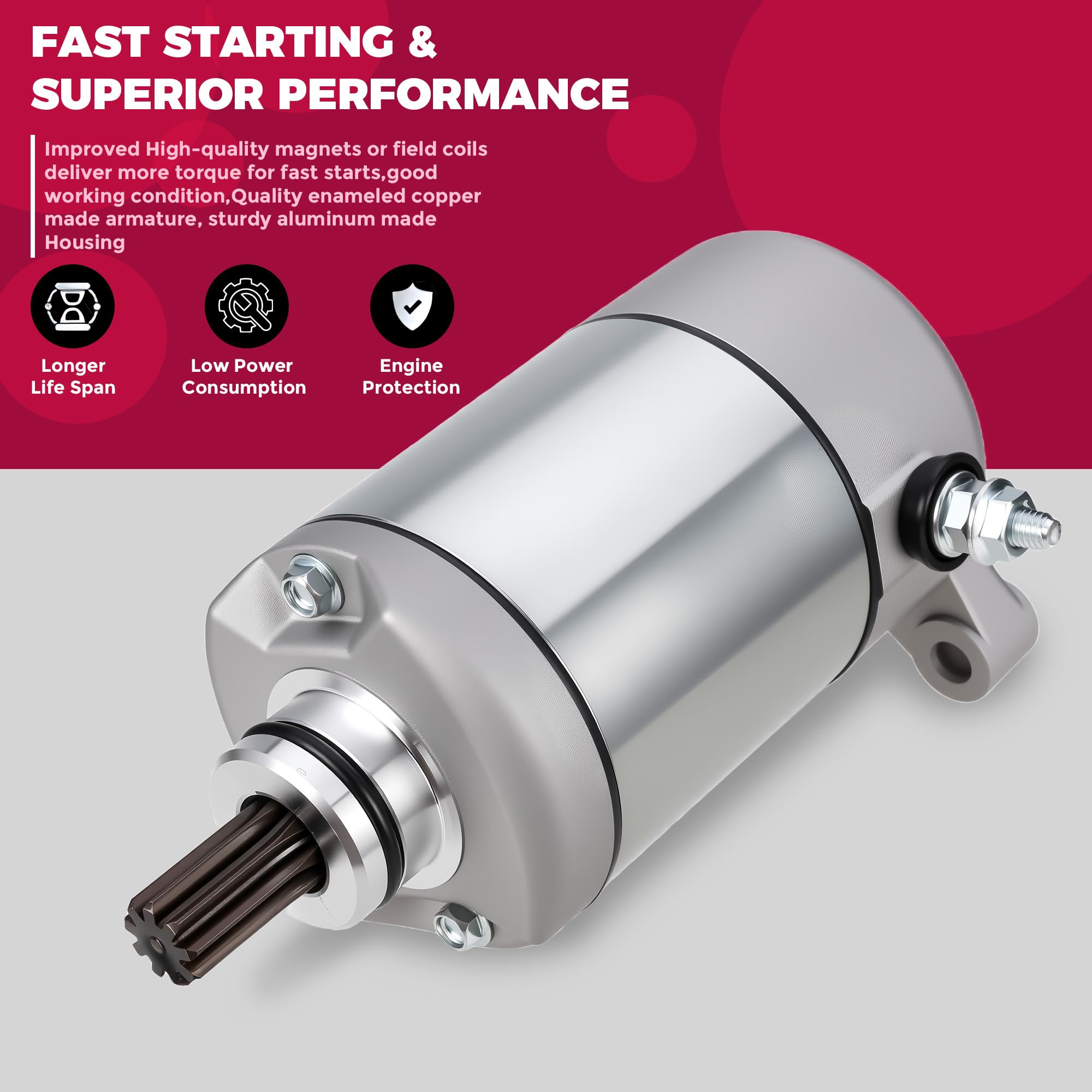 OLIFANT Polaris Magnum 500 starter close-up of motor for high torque potential