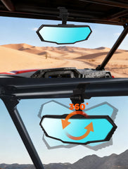 OLIFANT UTV rearview mirror offers 360-degree pivot for quick rear checks.