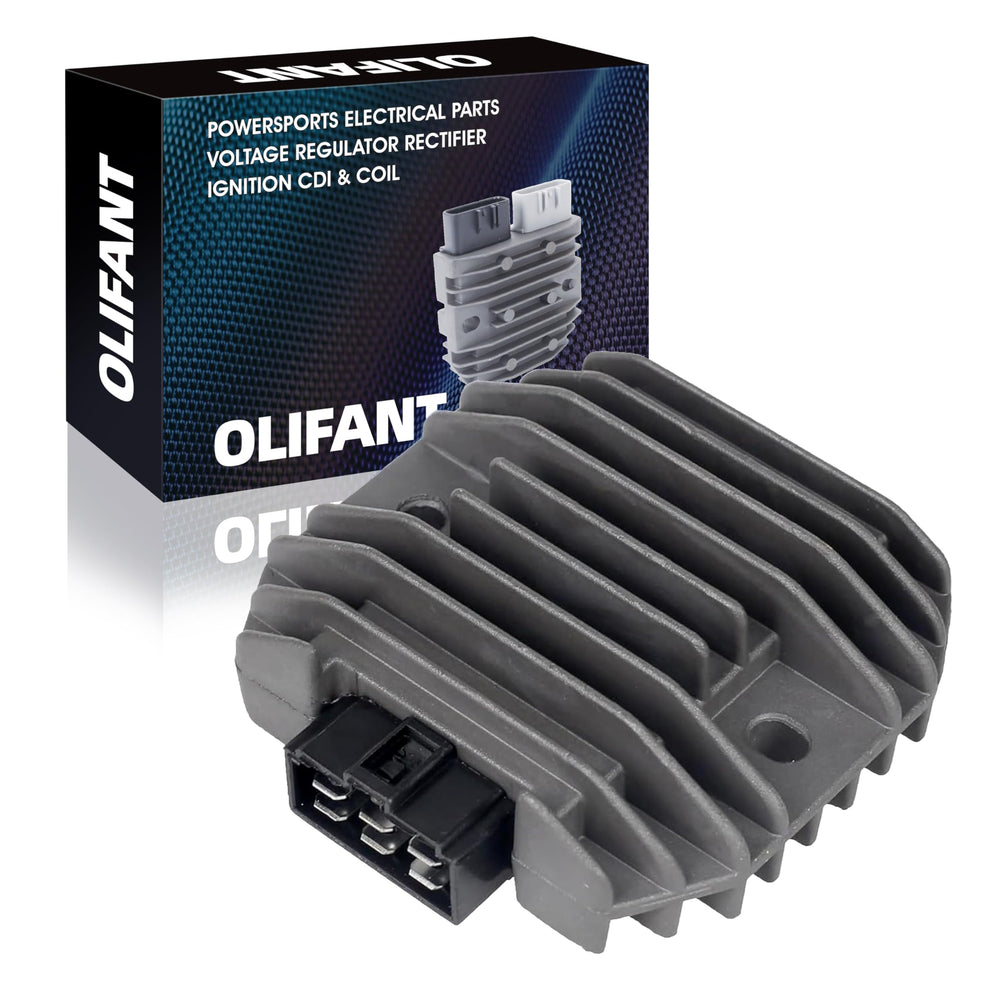 OLIFANT voltage regulator front view for John Deere series; reliable electrical performance.