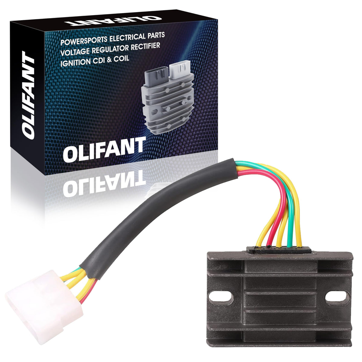 OLIFANT voltage regulator rectifier for Suzuki King Quad 300, front view showing compatible fit.