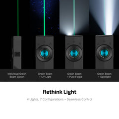 OLIGHT ArkPro green beam focused detail showing low-output signaling use