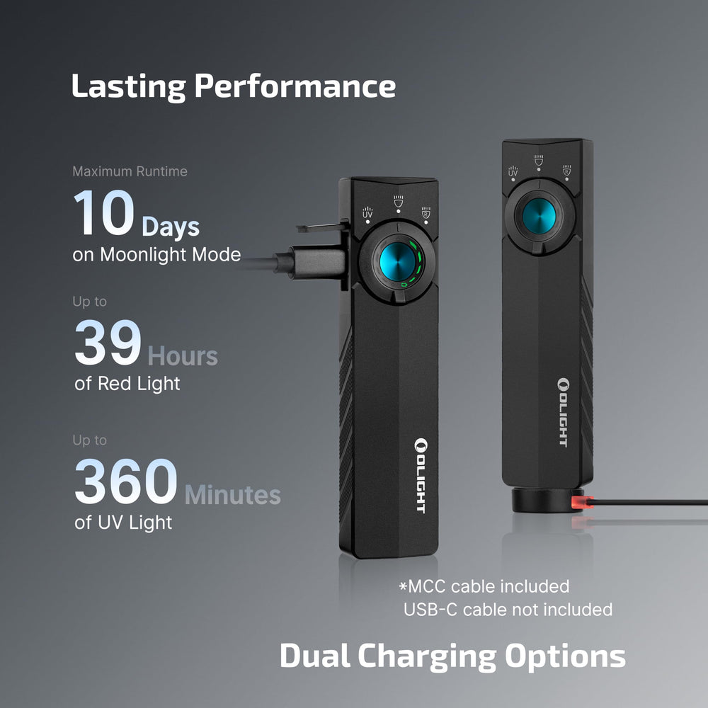 OLIGHT ArkPro Lite magnetic and USB-C charging options for convenient recharging