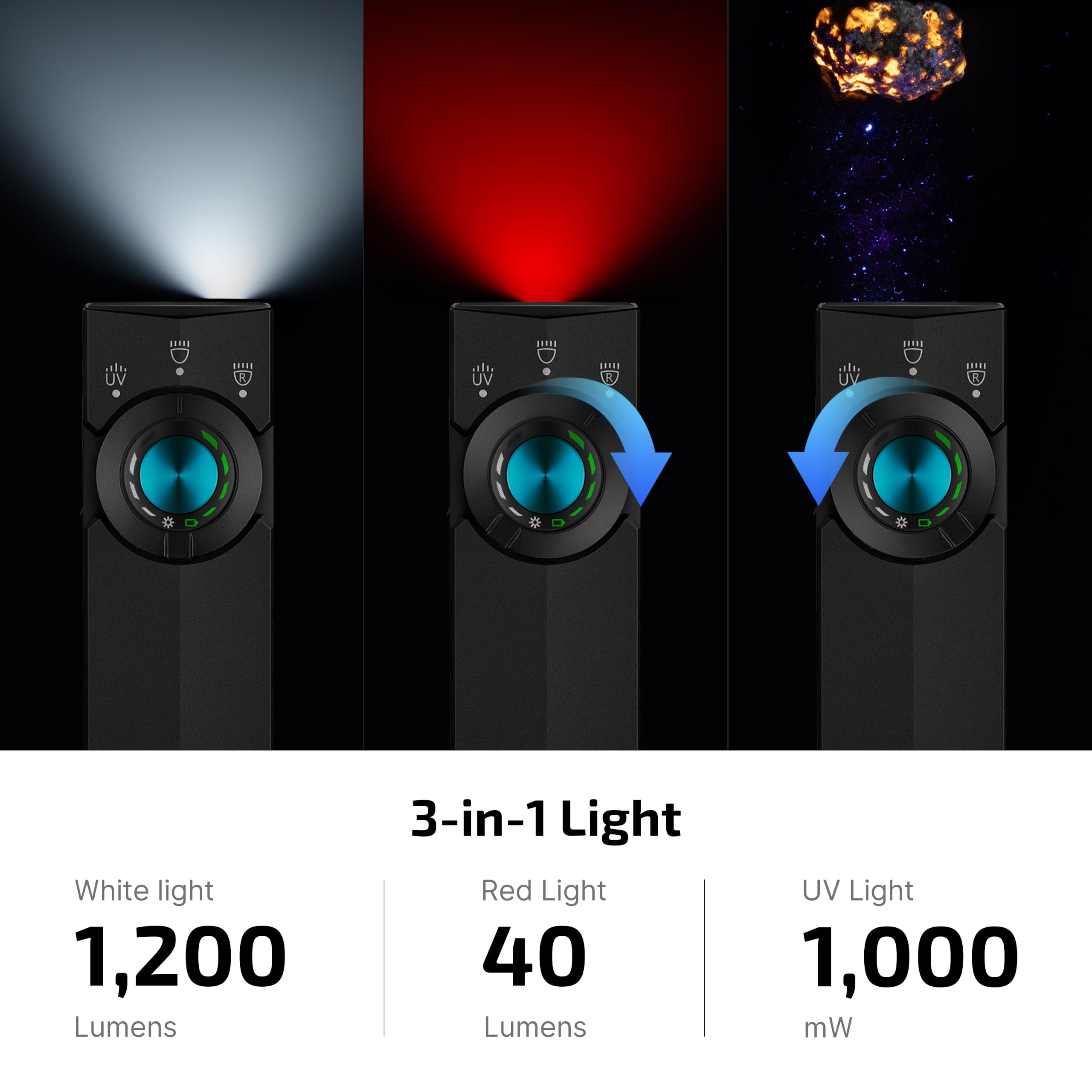 OLIGHT ArkPro Lite white beam illuminating a workspace for strong close-up light