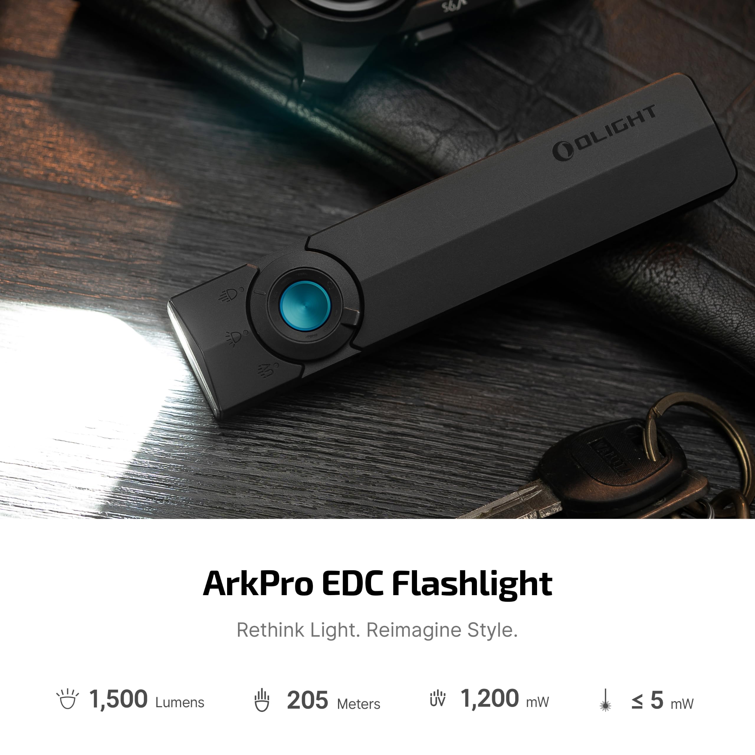 OLIGHT ArkPro textured side close-up offering secure grip and ergonomic control