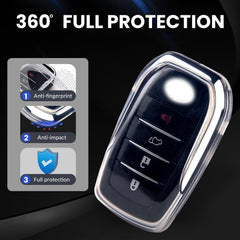 OLLEN clear TPU key fob cover for Prius 2023-2026 preserves button layout and signal clarity.