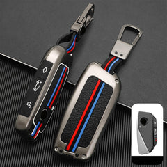 OLLEN BMW key fob cover for 5/7 Series protects the remote with a gunmetal finish.