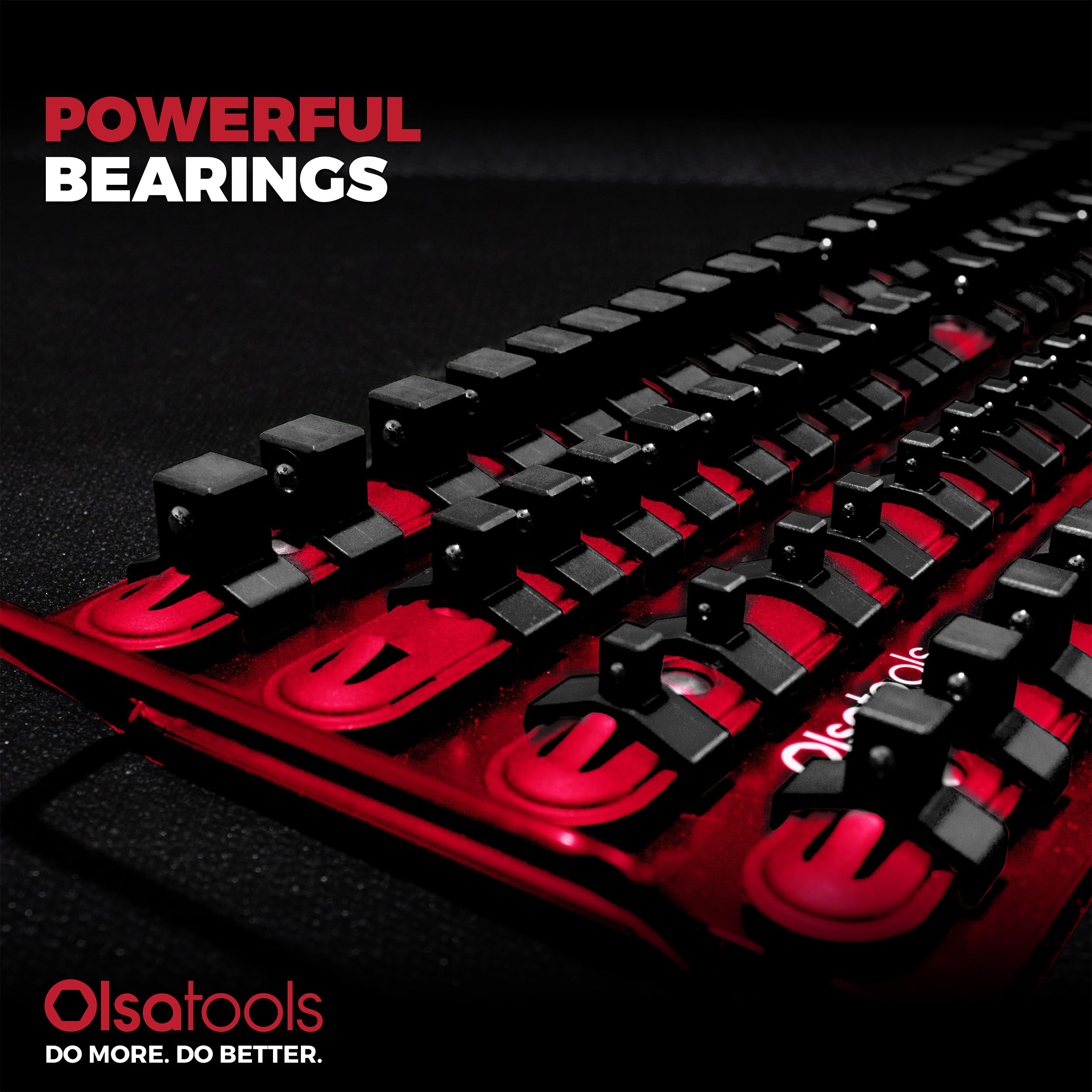 Olsa Tools portable socket tray with handle for easy transport between jobs.