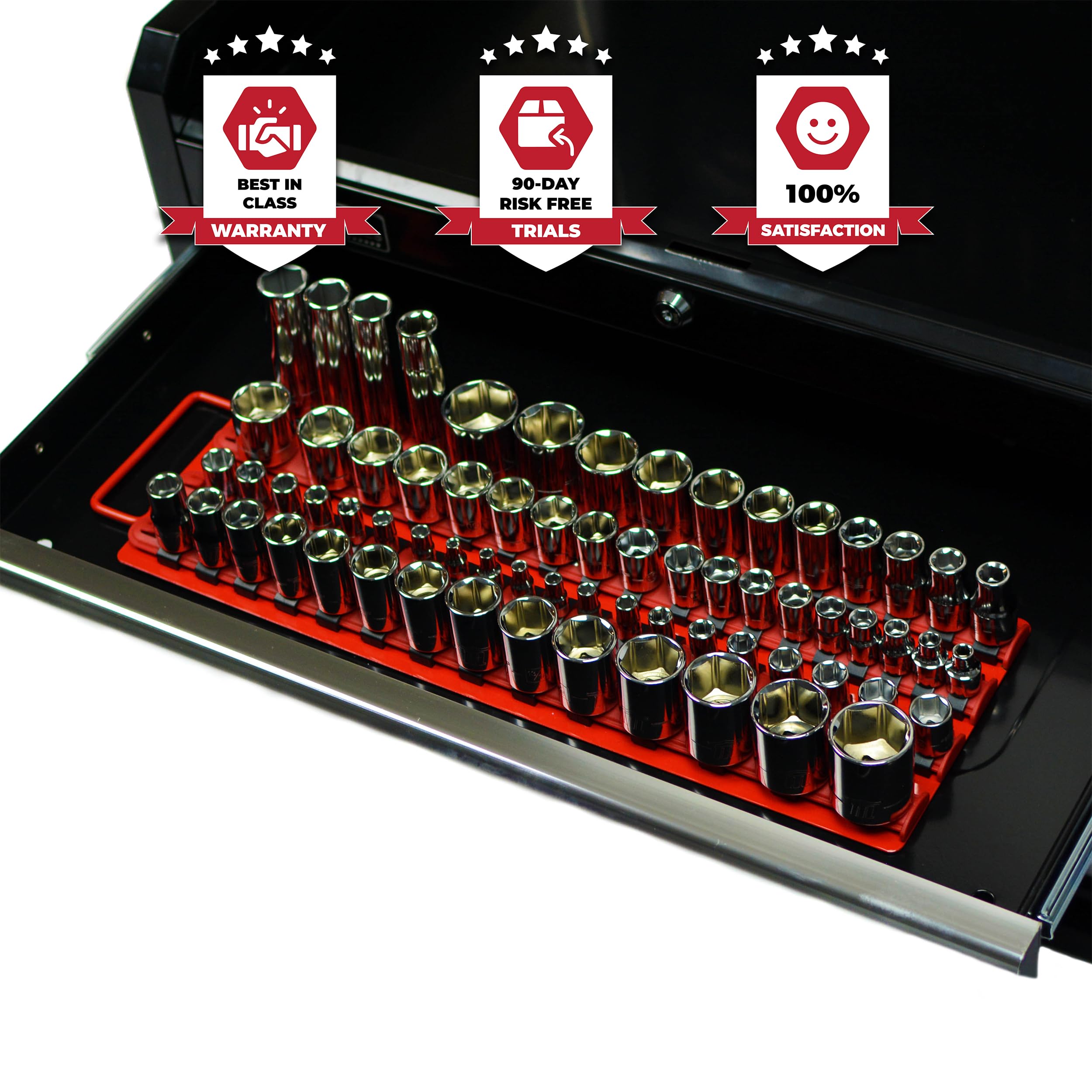 Olsa Tools professional socket holder tray designed for busy mechanics and garages.