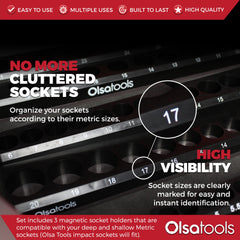 Olsa Tools socket tray mounted on toolbox side for quick access