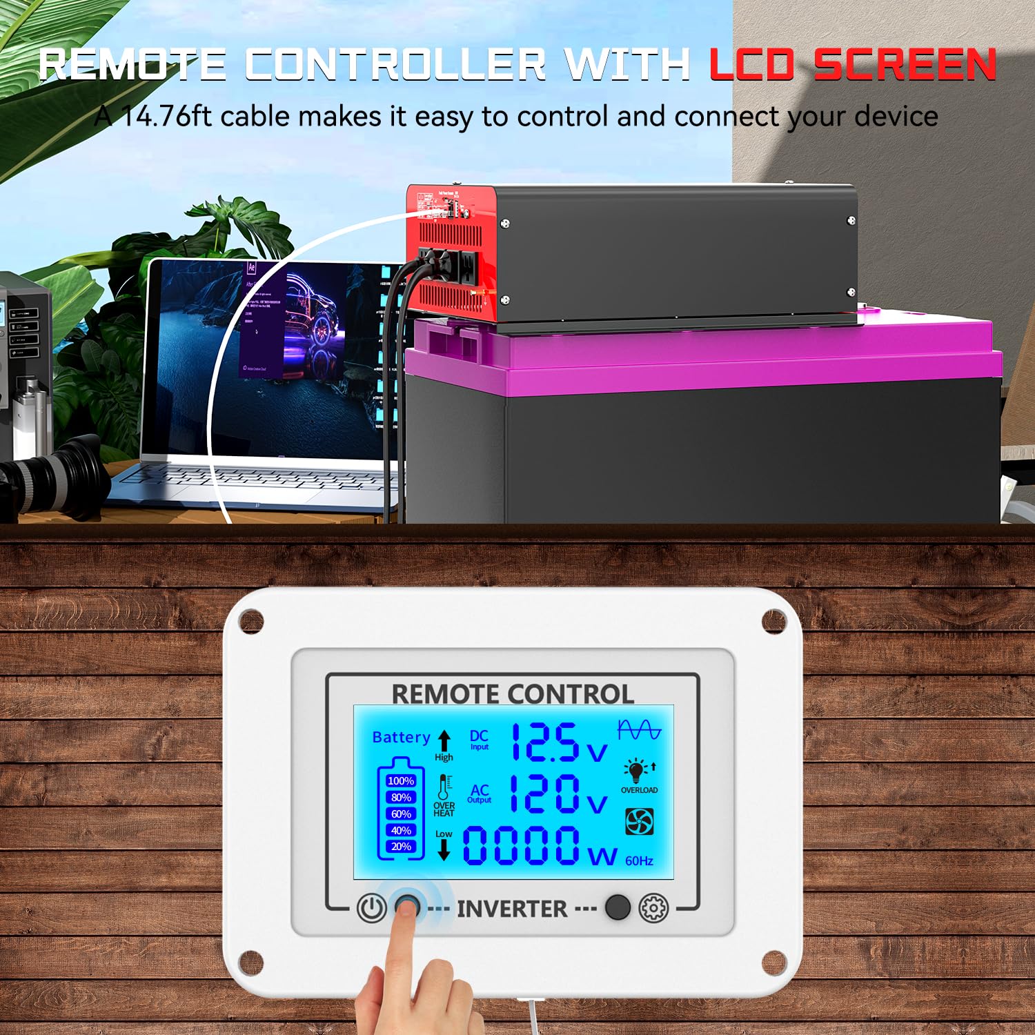 OLTEANP 4000W inverter side ports for easy solar or battery connections