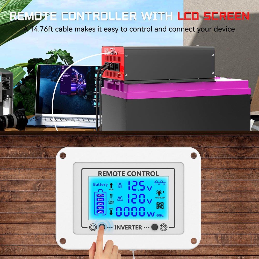 OLTEANP 4000W inverter side ports for easy solar or battery connections