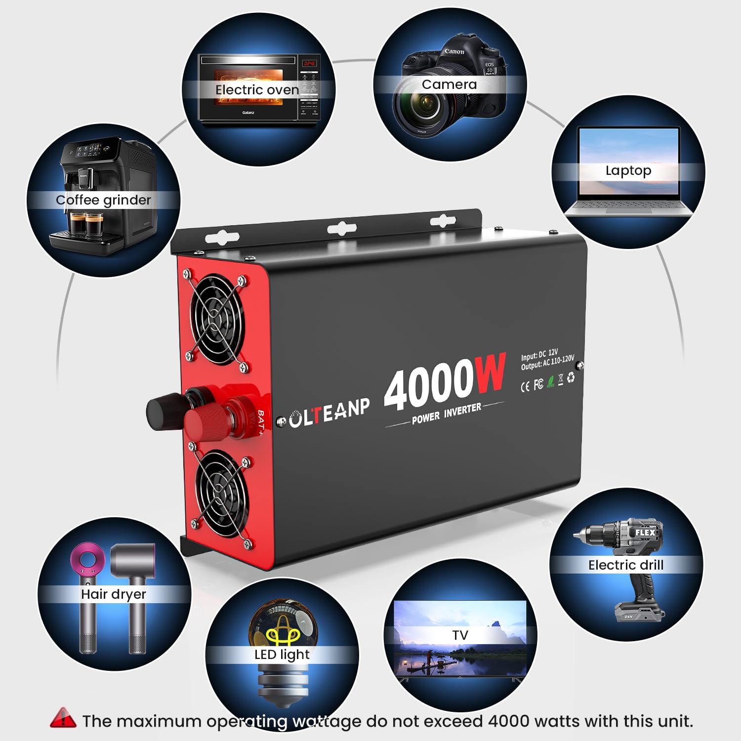 OLTEANP 4000W USB Type-C port enables fast mobile charging