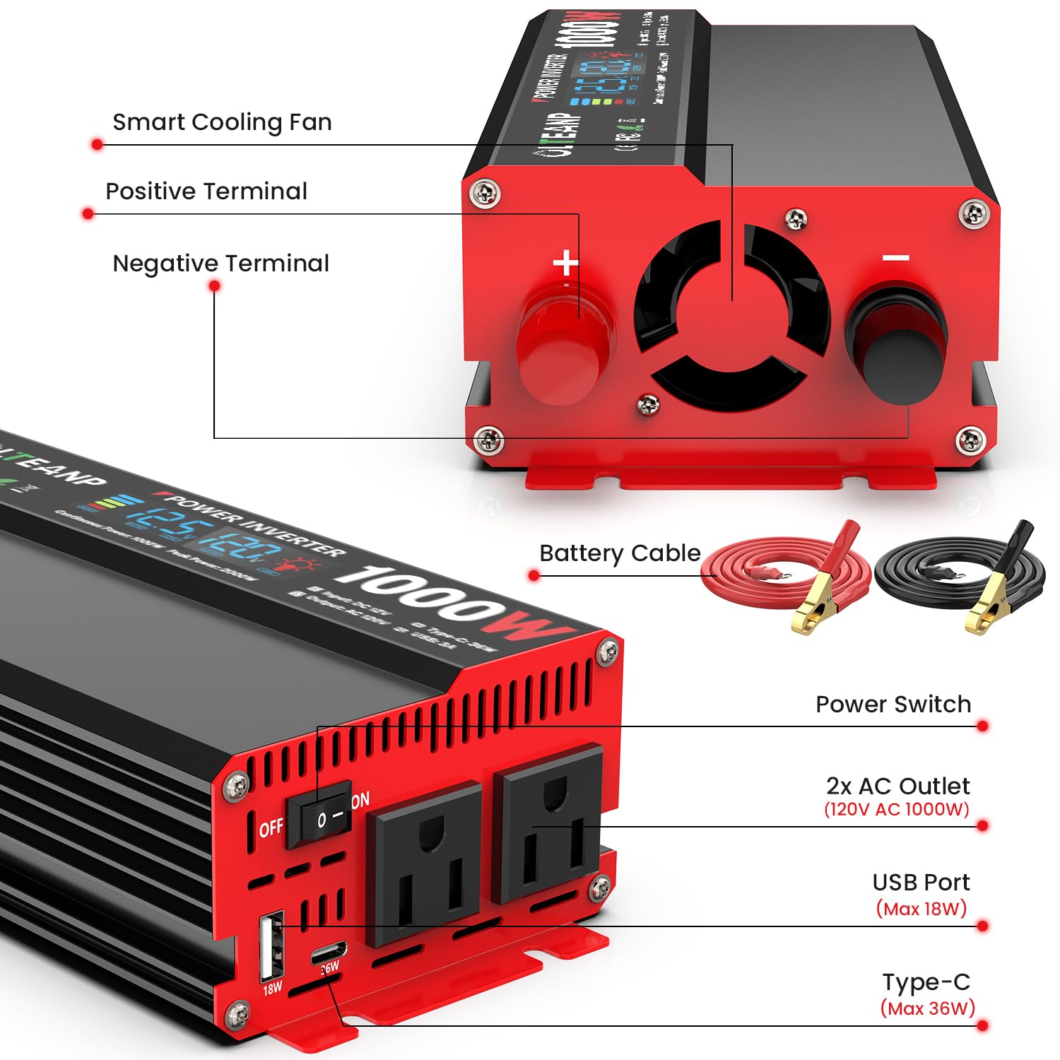 OLTEANP inverter included accessories and manual for easy setup
