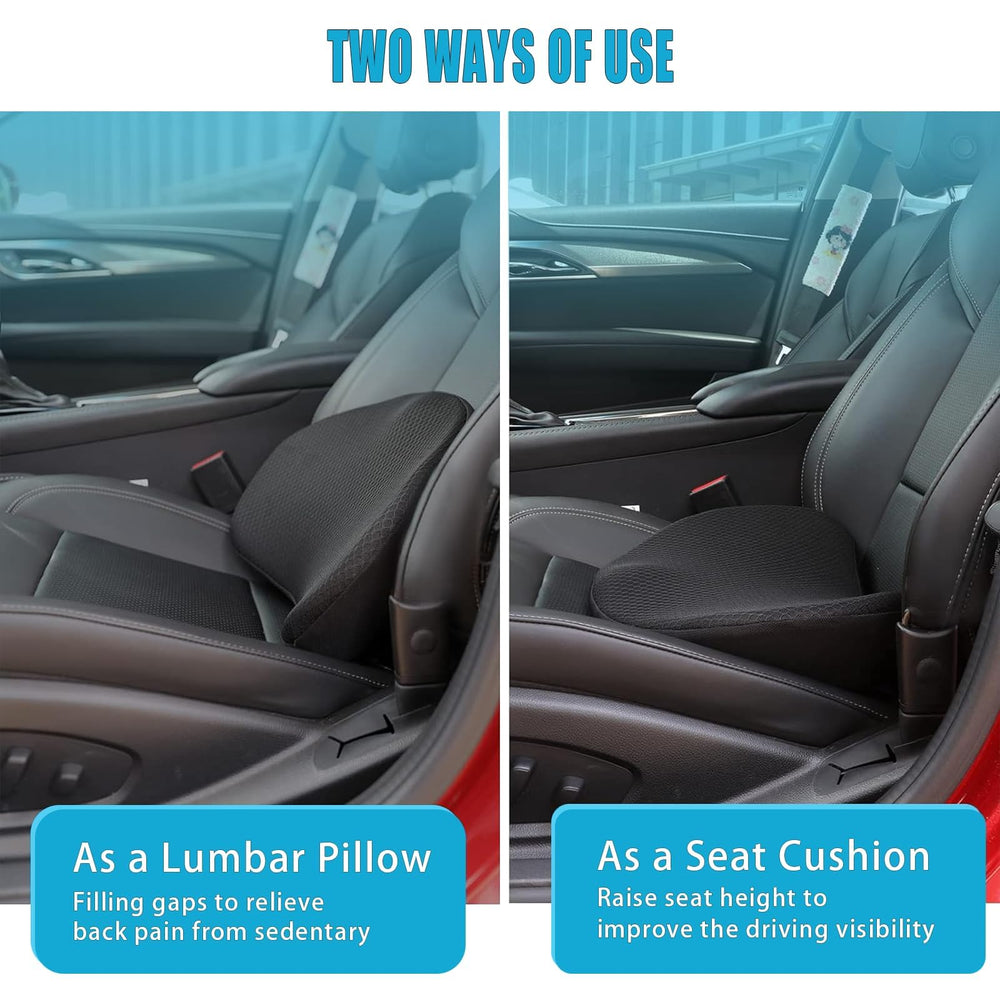 OLYDON lumbar-support pillow provides lower back support during commutes.