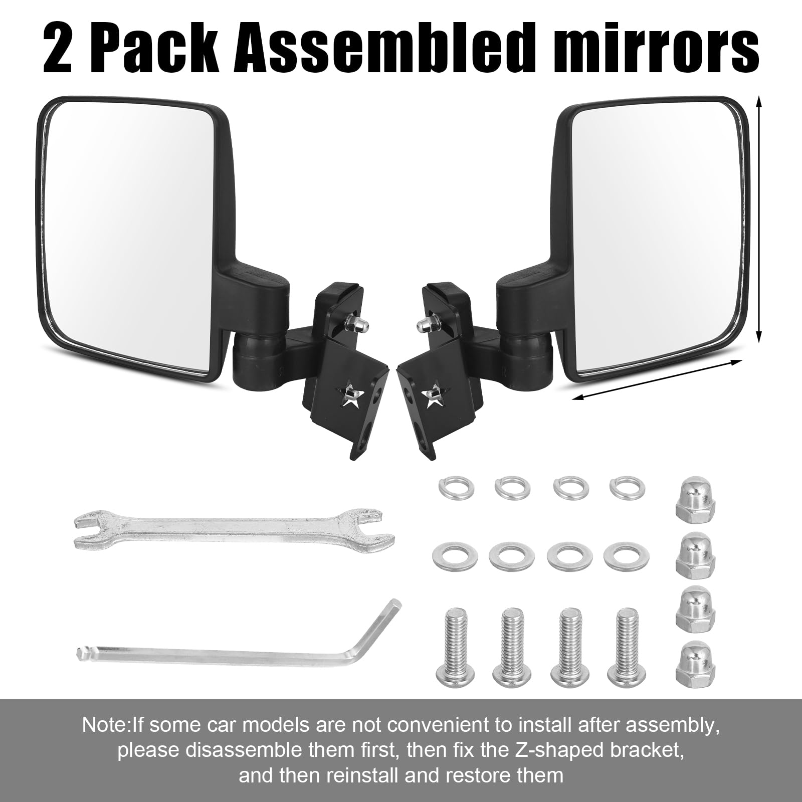 Omgro side mirror bracket for Polaris Ranger, steel construction for rugged durability