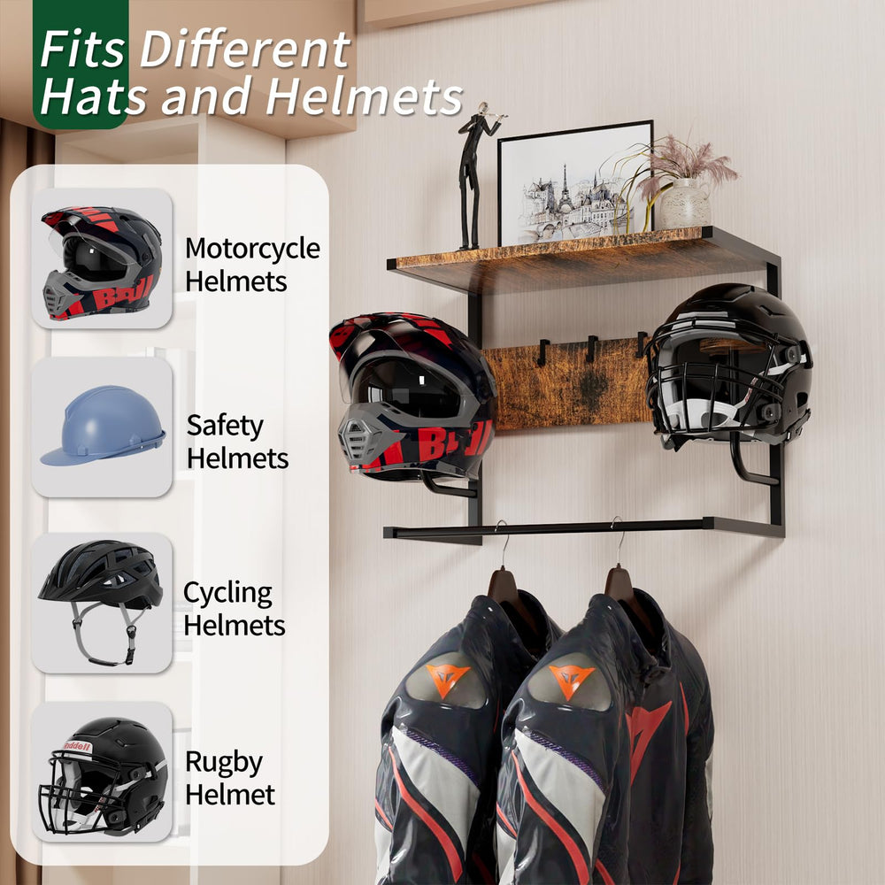 OMISRUIS helmet rack with four clips keeps gloves and small gear tidy
