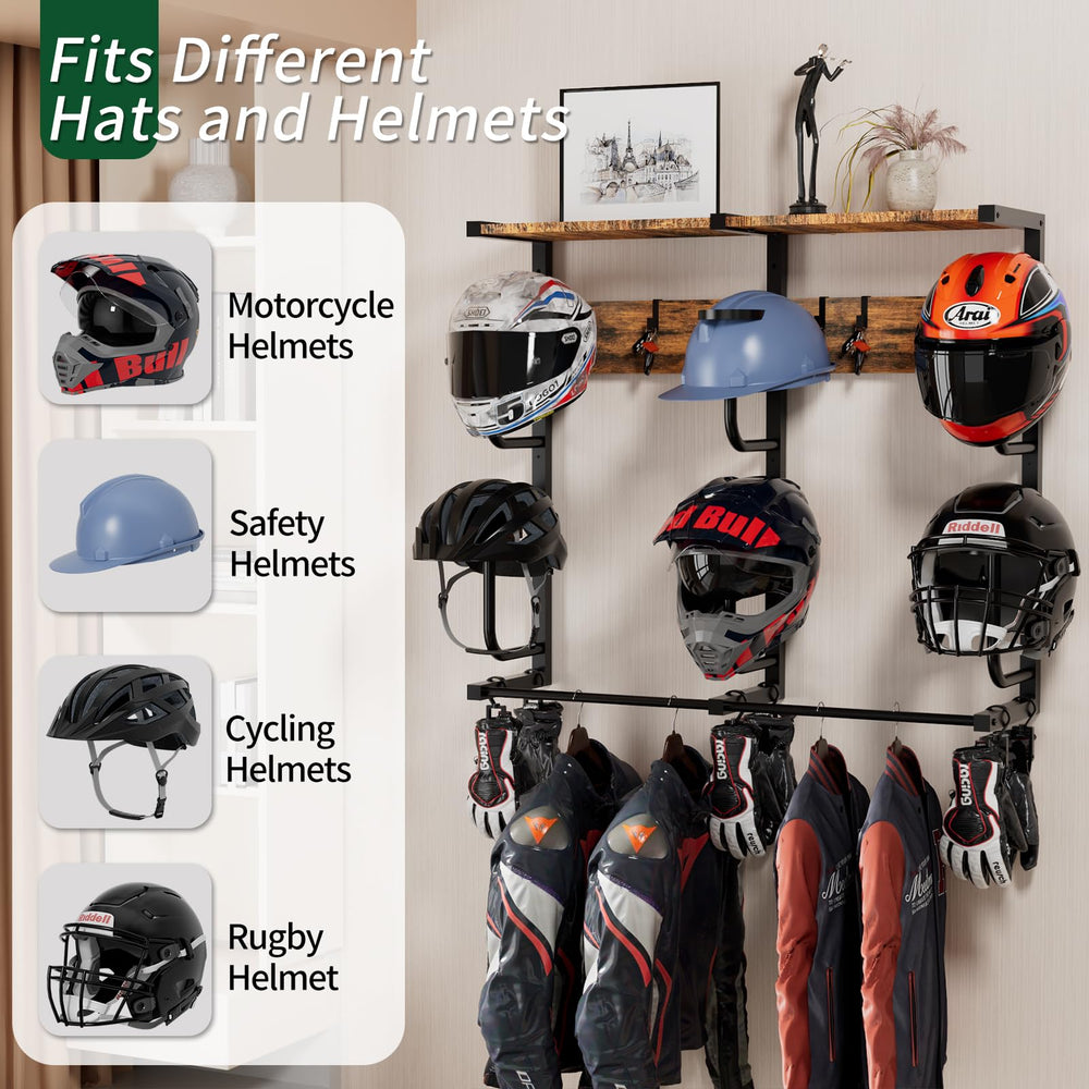 OMISRUIS wall-mounted helmet holder saving floor space and keeping gear accessible